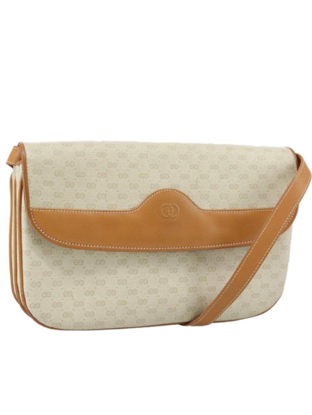 GUCCI Micro GG Supreme Shoulder Bag PVC Leather White